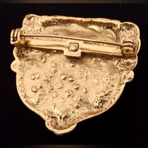 Elegant Gold Brooch with Blue Stone Vintage - Picture 9 of 9